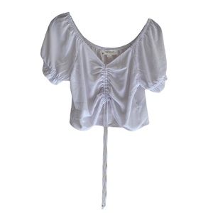 ✨Pink Rose✨ Puff Sleeve Drawstring Ruched Top Size S